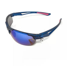 Load image into Gallery viewer, Side view of Boots model 115J men&#39;s sports sunglasses with a dark blue frame