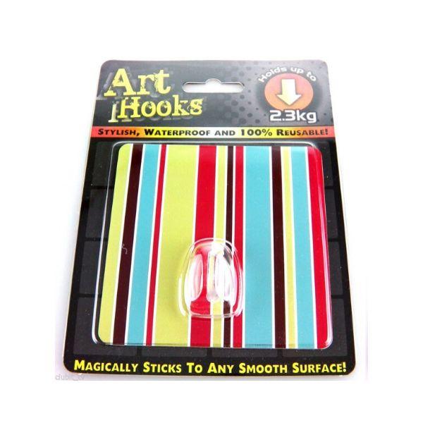 HOOKS Self Adhesive Multi Use Reusable Waterproof Art Hooks - Stripe
