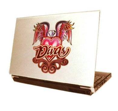 Laptop Tattoo Stickers - Diva Winged Heart